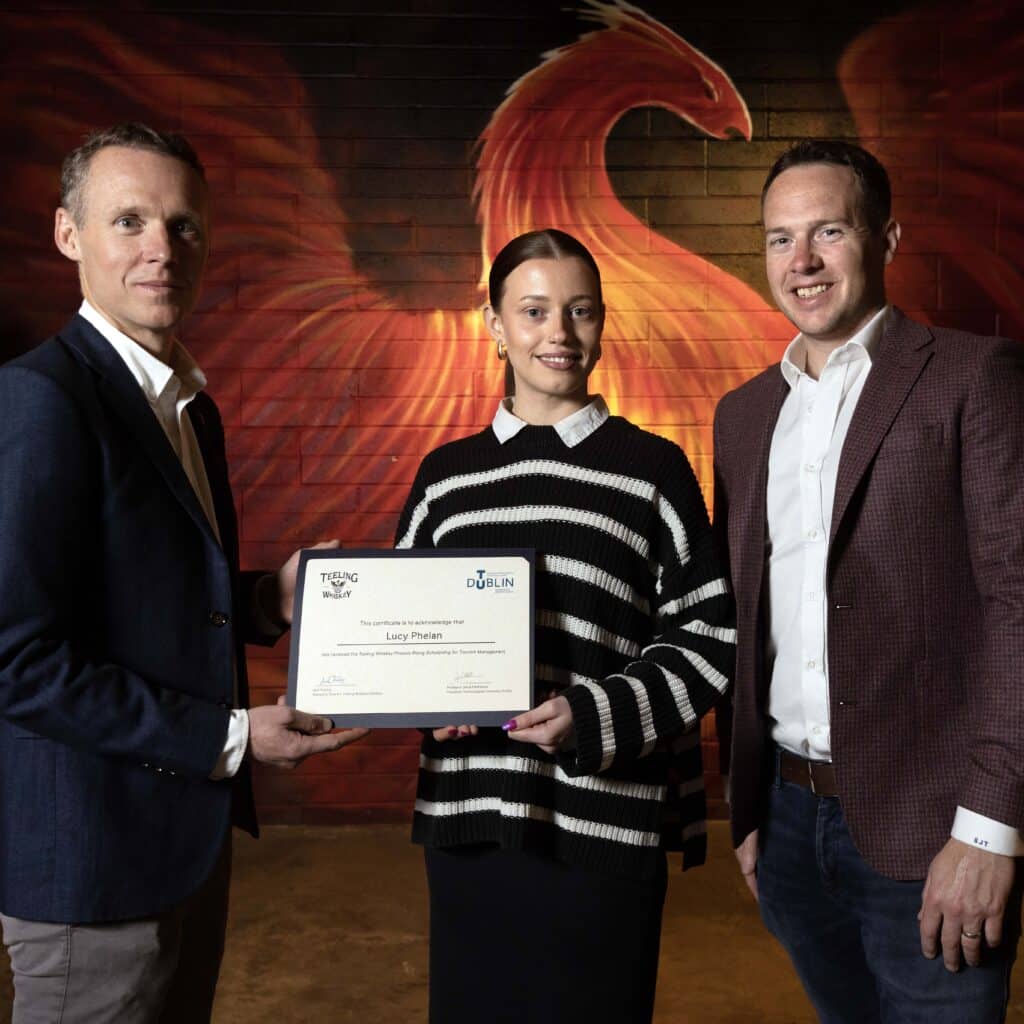 Jack & Stephen Teeling present Teeling Phoenix Rising Shcolarship to TU Dublin student